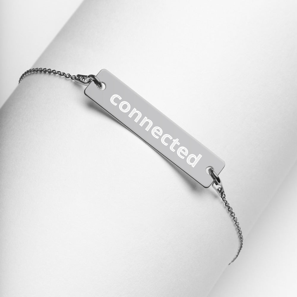Connected Engraved Bar Chain Bracelet