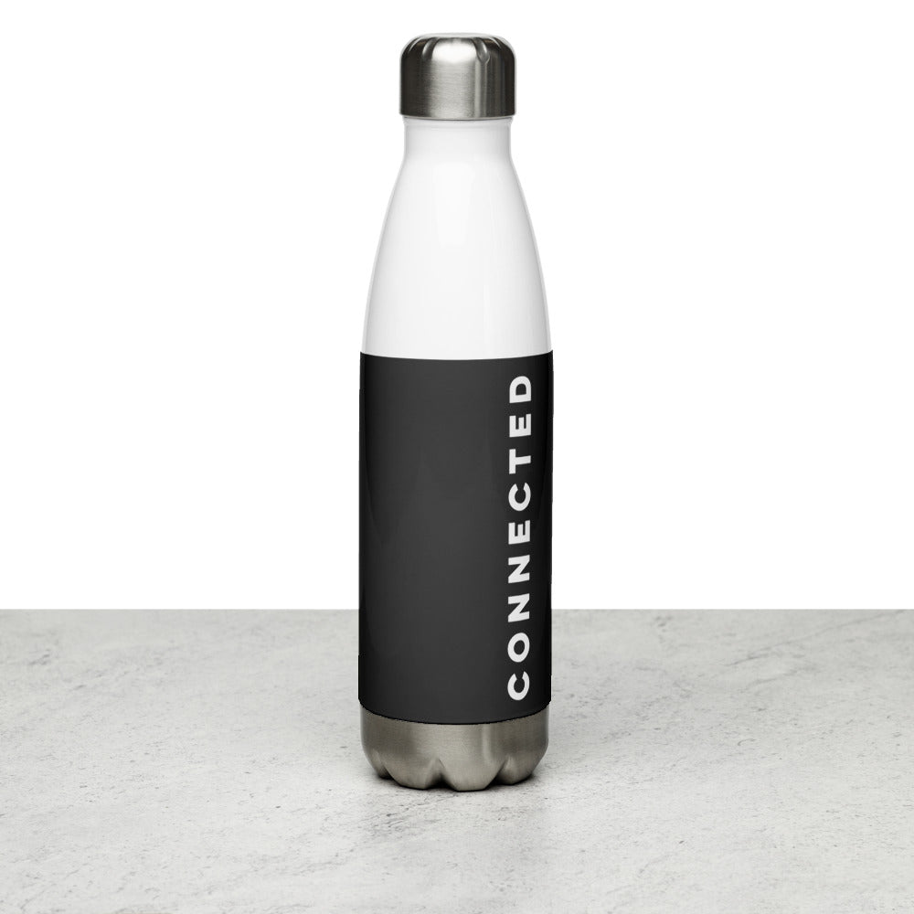 Connected Logo Black and White Stainless Steel Water Bottle