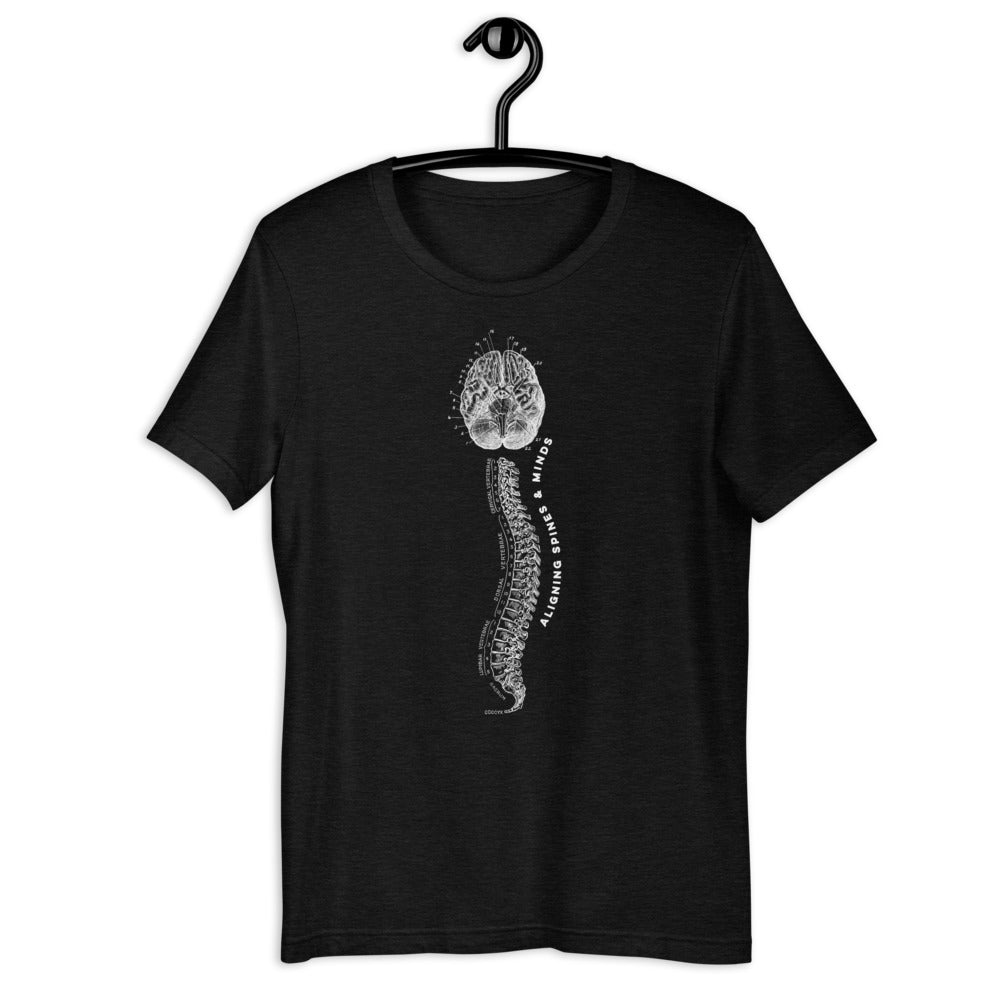 Aligning Spines and Minds Black Heathered Short-Sleeve Unisex T-Shirt